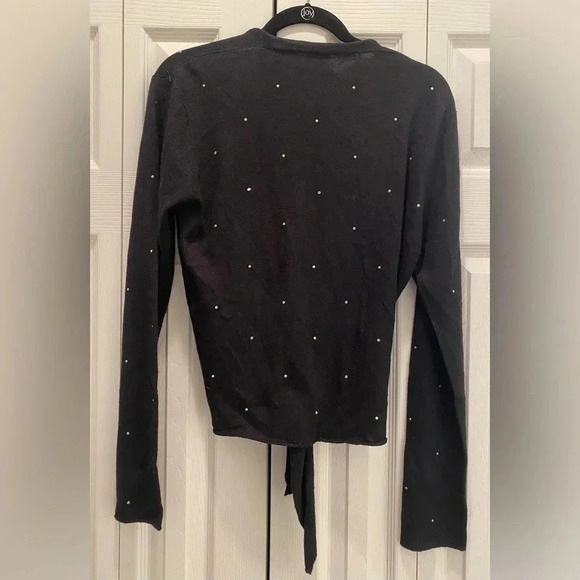 Aqua Women’s Stunning Silk/Cashmere Gemstone Black Cardigan Wrap Like New. Large - Picture 4 of 8